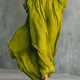 Conjunto de mujer verde en mezcla de algodón y lino