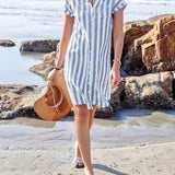 Celestyna | Vestido Camisero a Rayas Estilo Lino