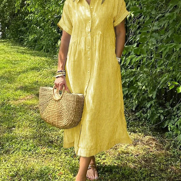 Malina | Vestido camisa a rayas con bolsillos funcionales