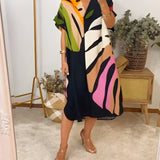 Weronika | Vestido casual con estampado colorido de hojas