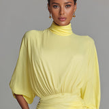 Vestido Maxi Cómodo en Mezcla Amarillo Vivo