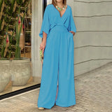 Daria | Mono elegante con escote en V y pantalones anchos