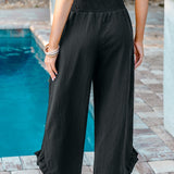 Pantalón ancho con volantes