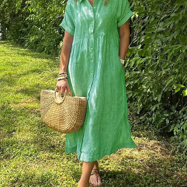 Malina | Vestido camisa a rayas con bolsillos funcionales