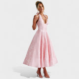 Effie – Vestido Midi Texturizado con Escote Halter