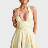 Effie – Vestido Midi Texturizado con Escote Halter