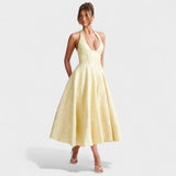 Effie – Vestido Midi Texturizado con Escote Halter