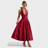 Effie – Vestido Midi Texturizado con Escote Halter