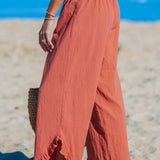 Pantalón ancho con volantes