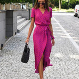 Barbara | Vestido midi cruzado de estilo vibrante
