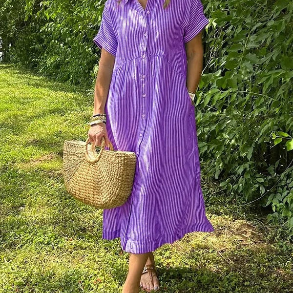 Malina | Vestido camisa a rayas con bolsillos funcionales