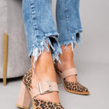 Selveta | Sandalias de leopardo de ante con tacones estables