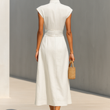 Vestido Maxi de Algodón Puro con Cuello de Solapa y Mangas con Capucha