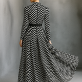 Vestido Maxi de Chiffon a Rayas Negro y Blanco