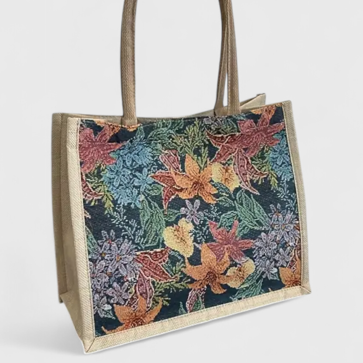 Taila | Bolsa de Yute con Estampado Floral y Diseño Ecológico