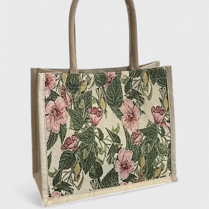 Taila | Bolsa de Yute con Estampado Floral y Diseño Ecológico