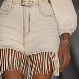 RAYA | VESTIDO DENIM MINI CON BORLAS