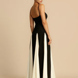 Celina | Vestido maxi atemporal en color negro y marfil