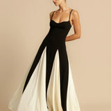 Celina | Vestido maxi atemporal en color negro y marfil