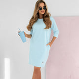Liwia | Vestido midi clásico con escote redondo y bolsillos