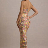 SELVIANA Vestido Maxí con Flores y Lentejuelas