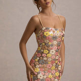 SELVIANA Vestido Maxí con Flores y Lentejuelas