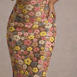 SELVIANA Vestido Maxí con Flores y Lentejuelas
