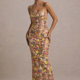 SELVIANA Vestido Maxí con Flores y Lentejuelas