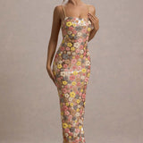 SELVIANA Vestido Maxí con Flores y Lentejuelas